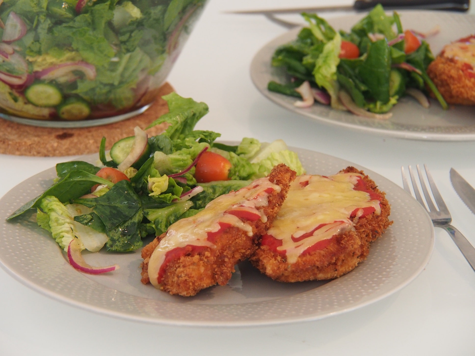 Chicken Parmigiana with Salad Cooking Blog
